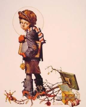 kleiner Junge mit Kreidetafel 1927 Norman Rockwell Ölgemälde